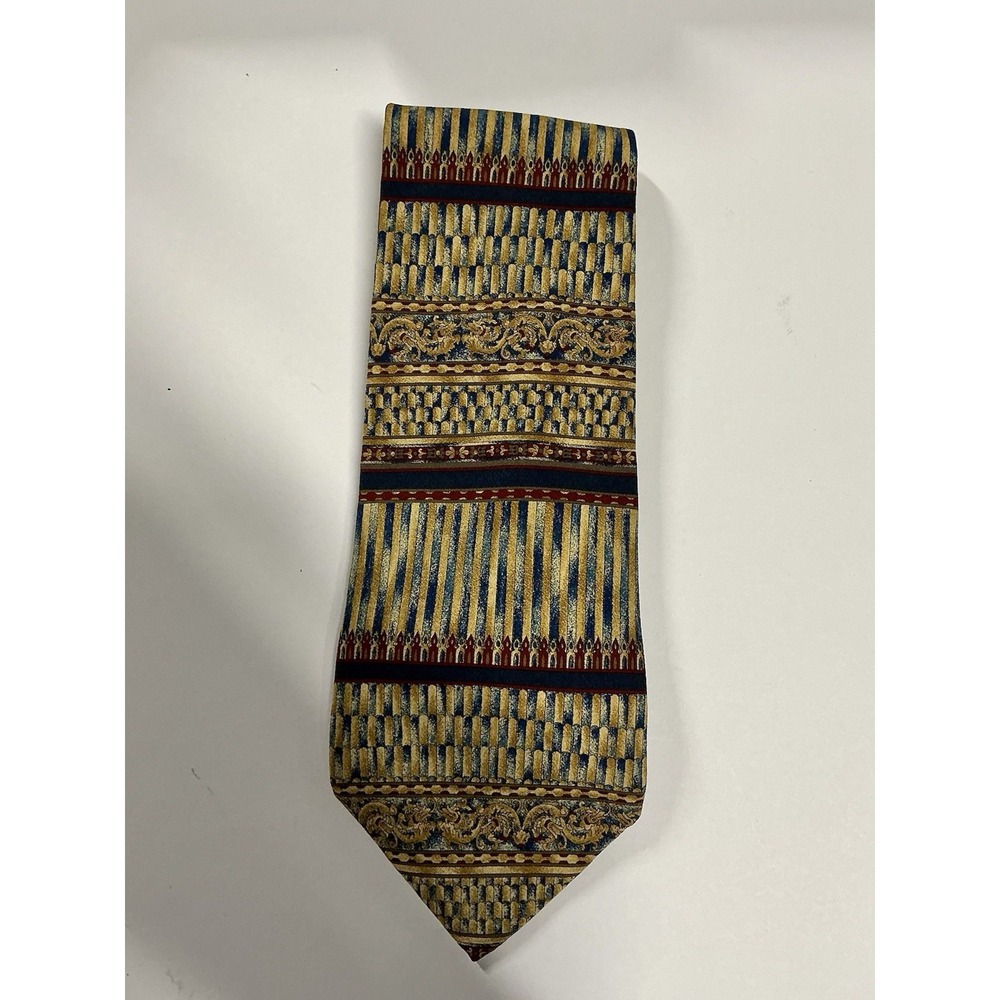 The Metropolitan Museum 100% Silk Tie 58" X 4" Vintage Multi Colored Geometric